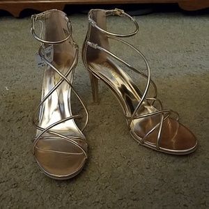 Metallic gold heels